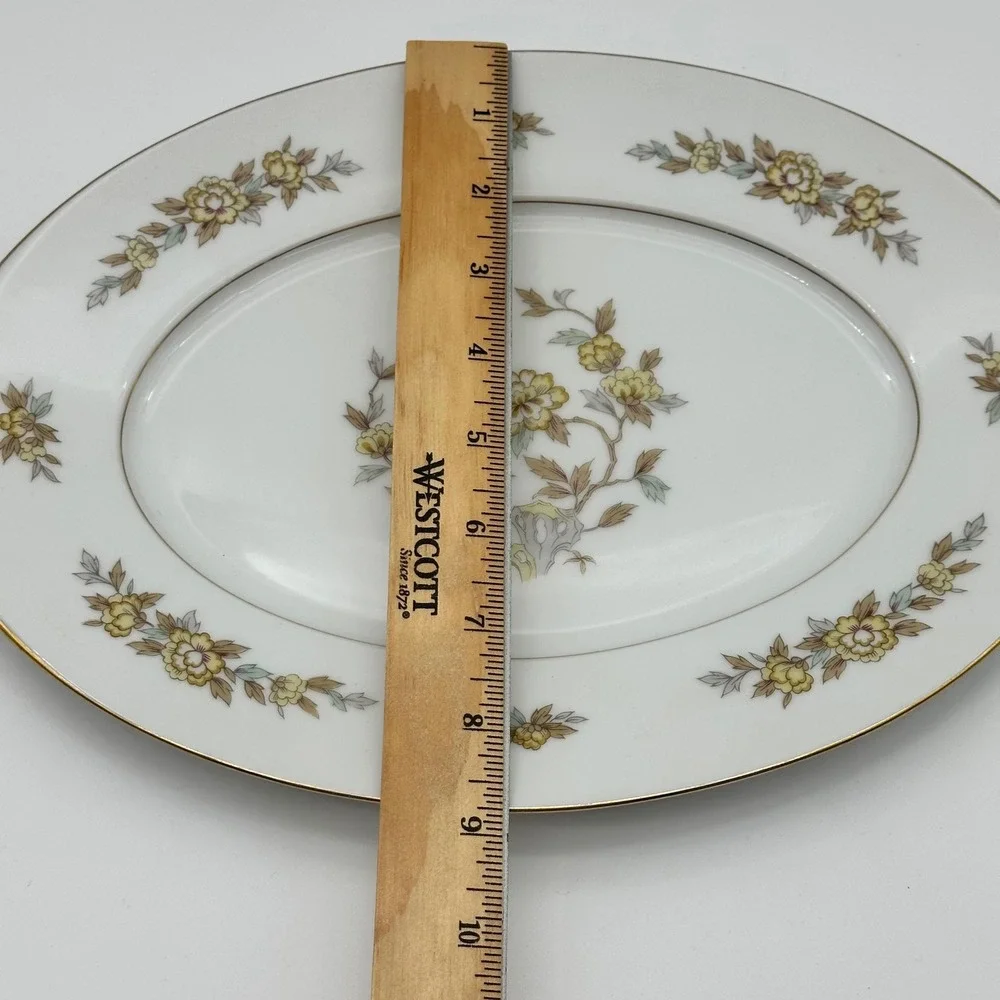 Vintage‎ Style House Fine China Japan Indore Yellow Floral Oval Platter 12